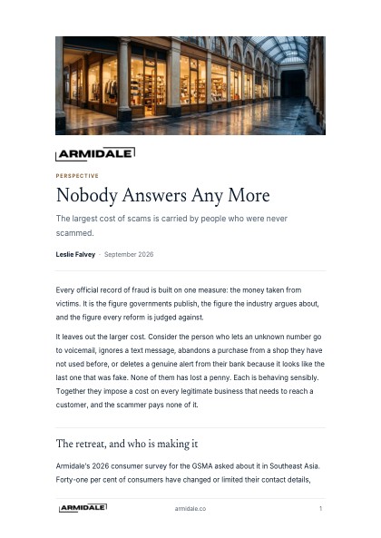 Cover of Nobody Answers Any More: The Largest Cost of Scams Is Carried by People Who Were Never Scammed