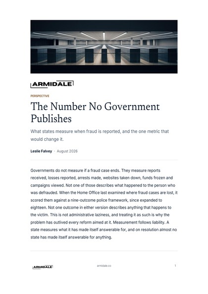 Cover of The Number No Government Publishes: What States Measure When Fraud Is Reported, and the One Metric That Would Change It